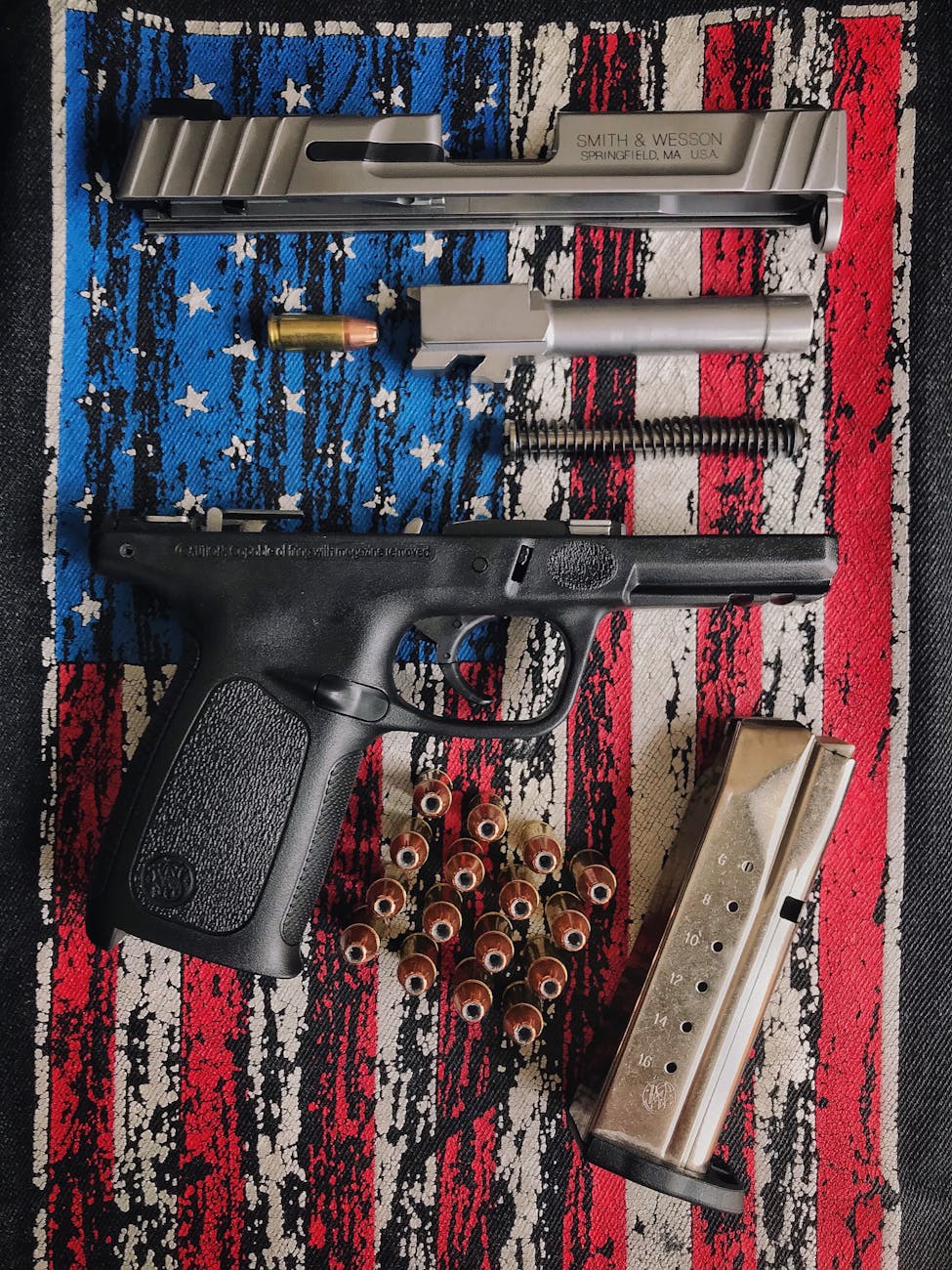 a disassembled gun